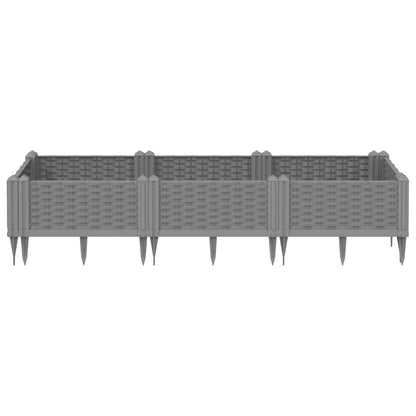 Garden Planter with Pegs Light Grey 125x40x28.5 cm PP