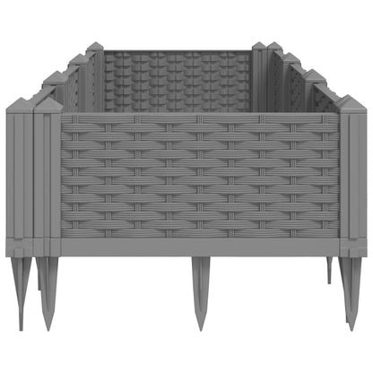 Garden Planter with Pegs Light Grey 125x40x28.5 cm PP