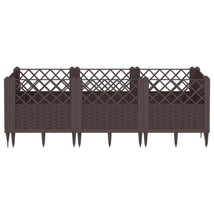 Garden Planter with Pegs Brown 123.5x43.5x43.5 cm PP