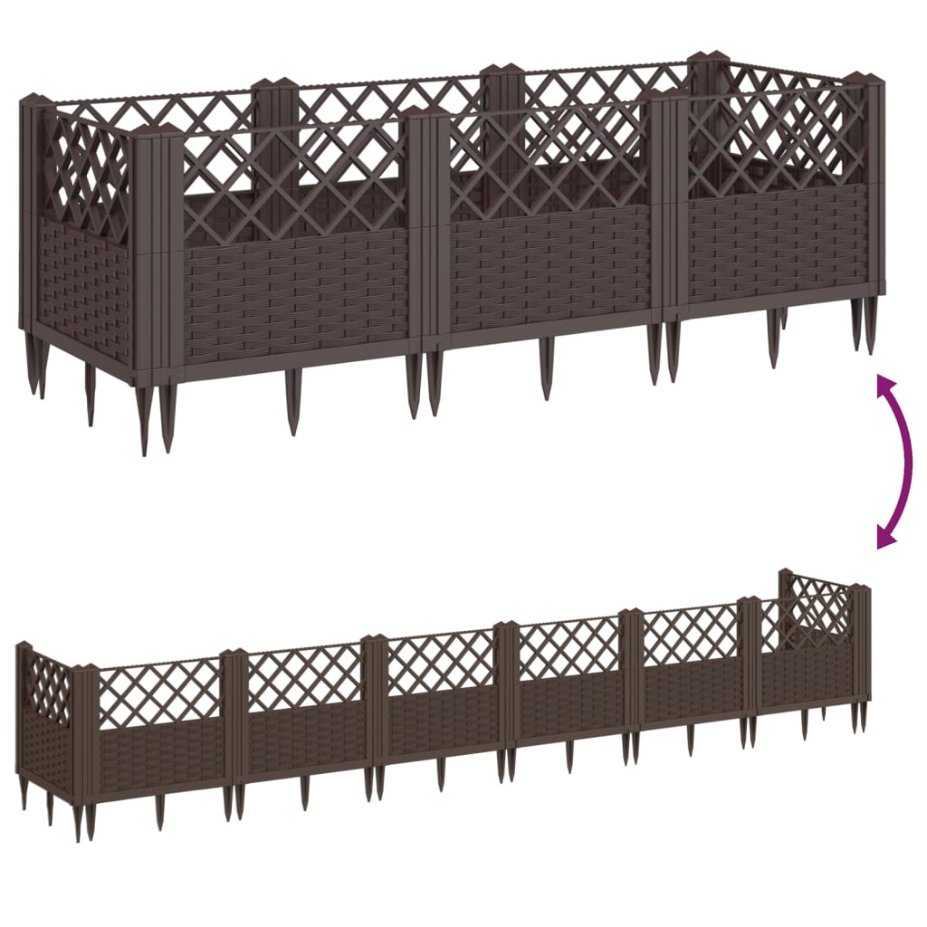 Garden Planter with Pegs Brown 123.5x43.5x43.5 cm PP