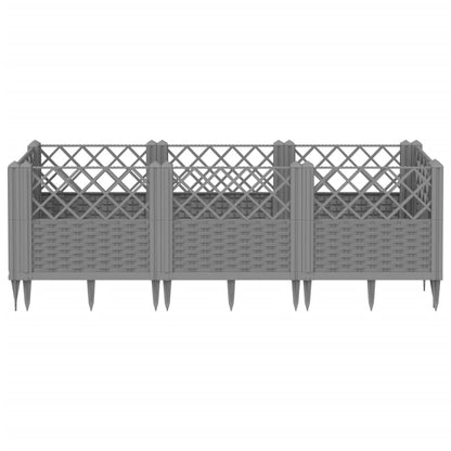 Garden Planter with Pegs Light Grey 123.5x43.5x43.5 cm PP