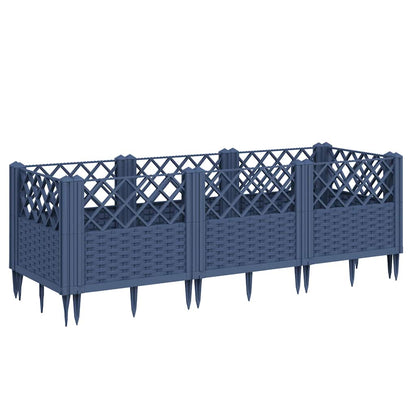 Garden Planter with Pegs Blue Grey 123.5x43.5x43.5 cm PP