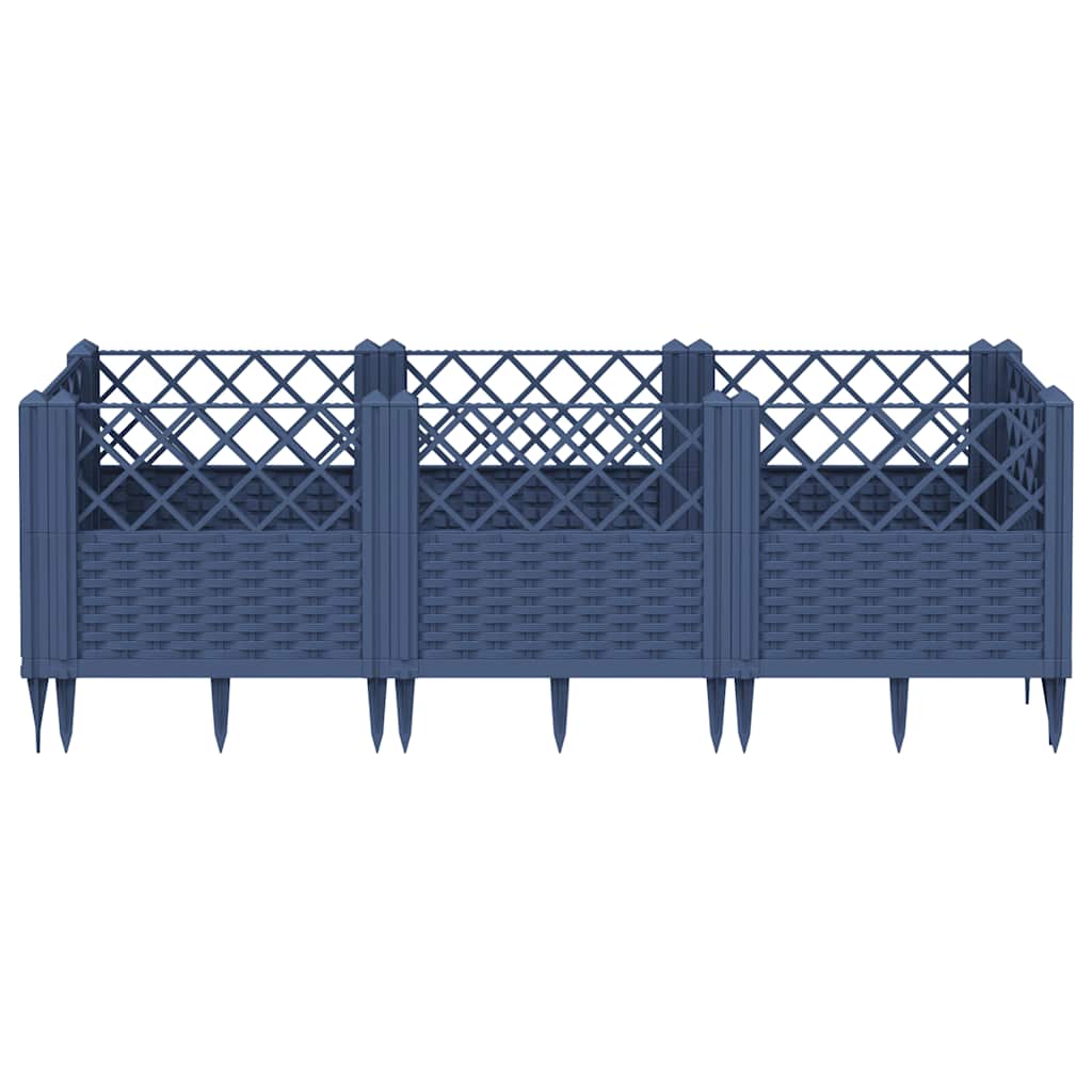 Garden Planter with Pegs Blue Grey 123.5x43.5x43.5 cm PP