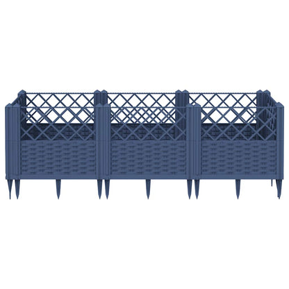 Garden Planter with Pegs Blue Grey 123.5x43.5x43.5 cm PP