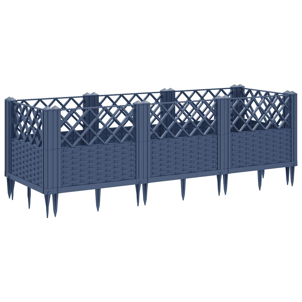 Garden Planter with Pegs Blue Grey 123.5x43.5x43.5 cm PP