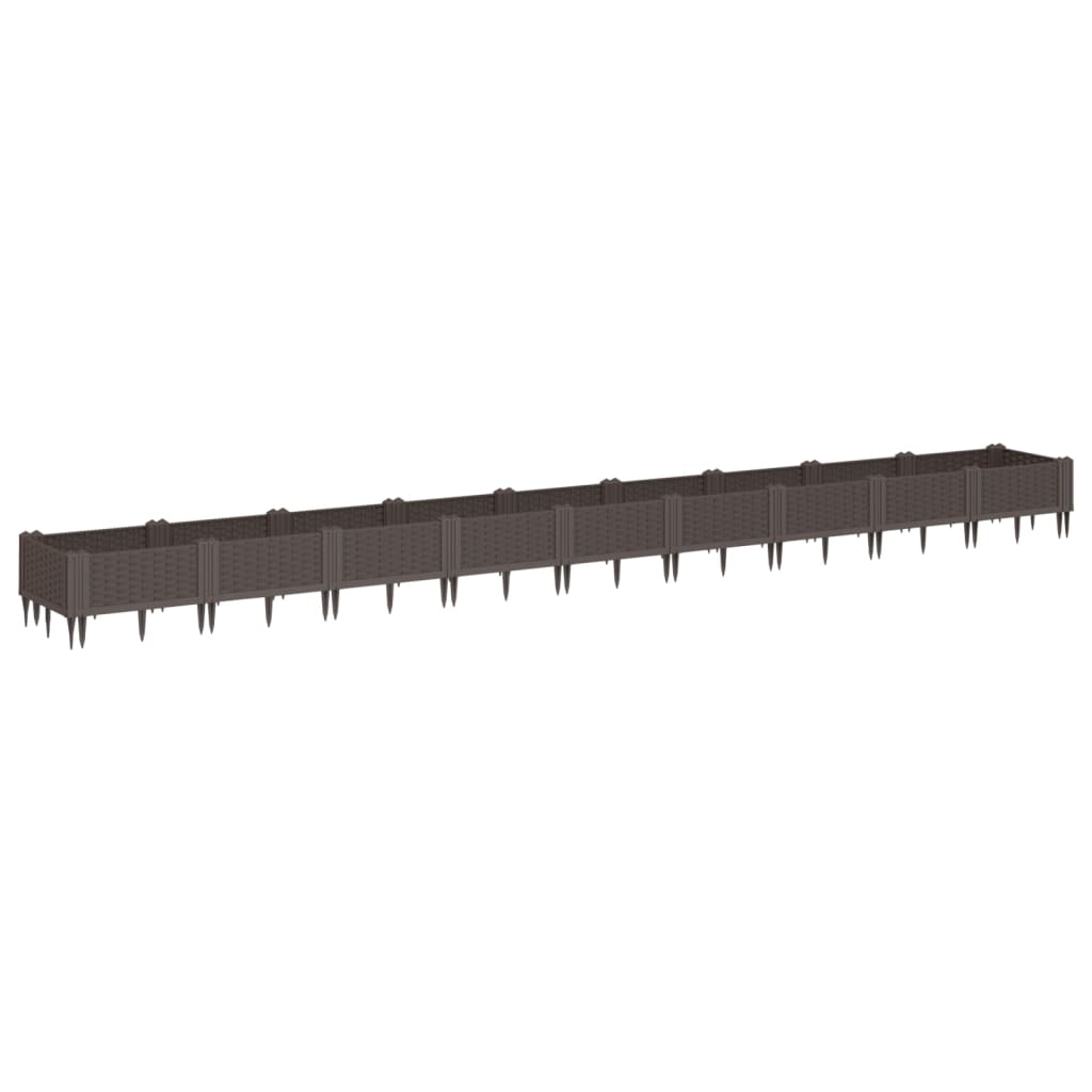 Garden Planter with Pegs Brown 362.5x42.5x28.5 cm PP