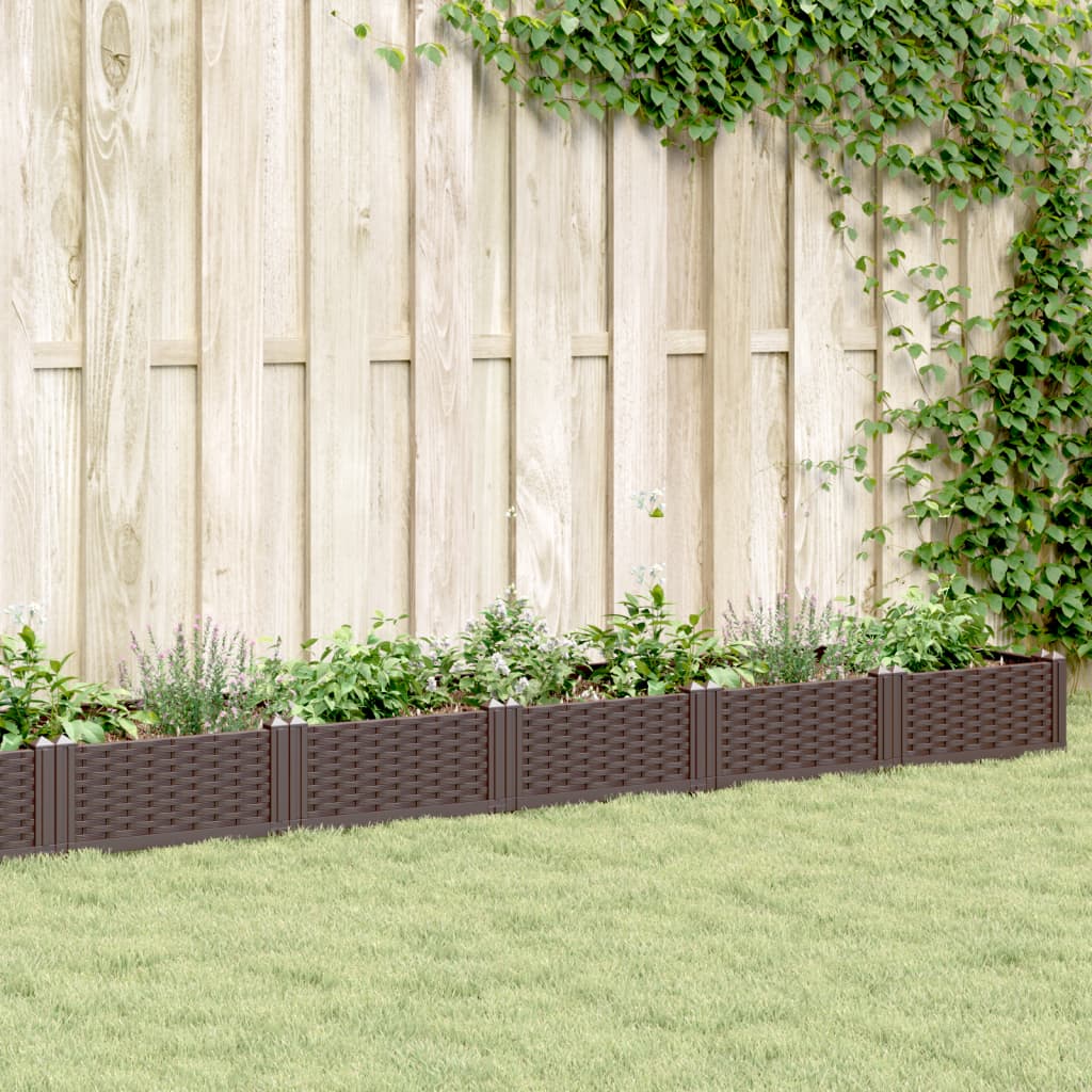 Garden Planter with Pegs Brown 362.5x42.5x28.5 cm PP
