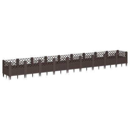Garden Planter with Pegs Brown 363.5x43.5x43.5 cm PP