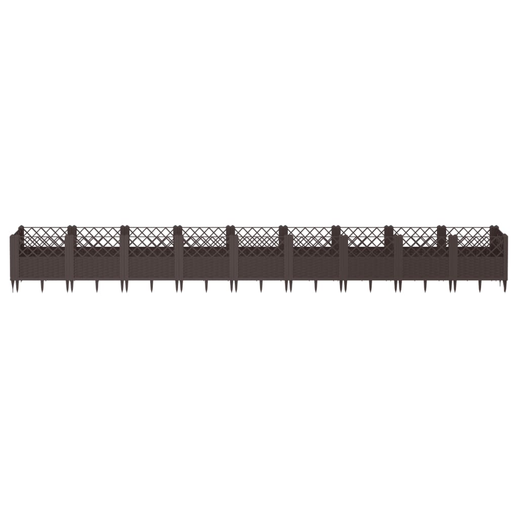 Garden Planter with Pegs Brown 363.5x43.5x43.5 cm PP