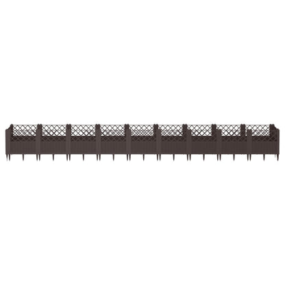 Garden Planter with Pegs Brown 363.5x43.5x43.5 cm PP