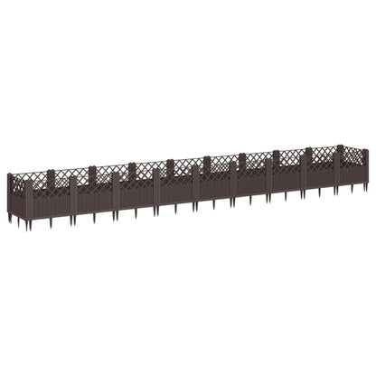 Garden Planter with Pegs Brown 363.5x43.5x43.5 cm PP