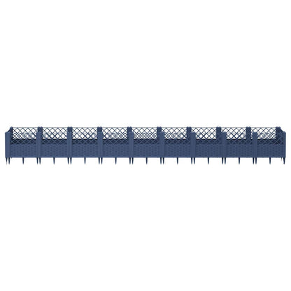 Garden Planter with Pegs Blue Grey 363.5x43.5x43.5 cm PP