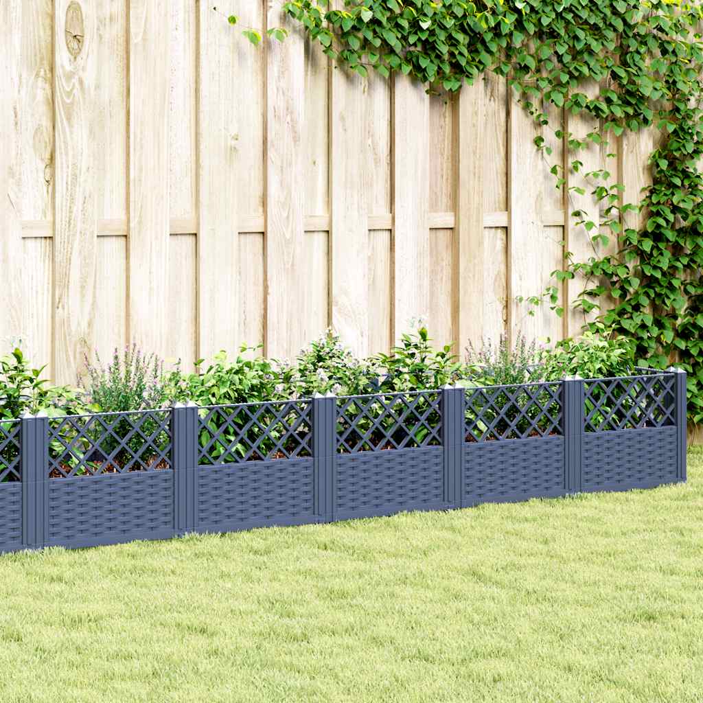 Garden Planter with Pegs Blue Grey 363.5x43.5x43.5 cm PP