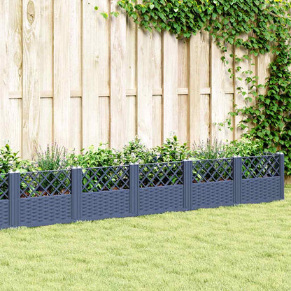Garden Planter with Pegs Blue Grey 363.5x43.5x43.5 cm PP