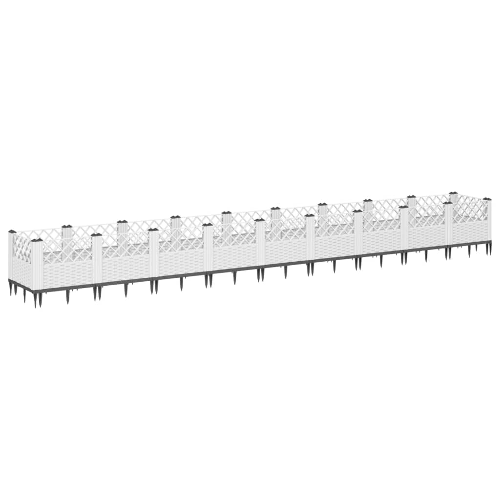 Garden Planter with Pegs White 363.5x43.5x43.5 cm PP