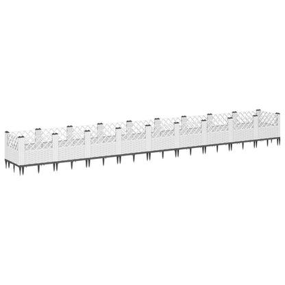 Garden Planter with Pegs White 363.5x43.5x43.5 cm PP