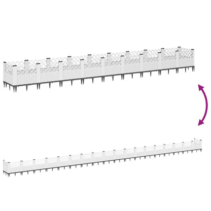 Garden Planter with Pegs White 363.5x43.5x43.5 cm PP