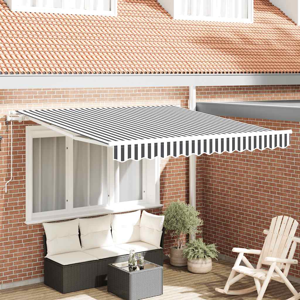 Automatic Retractable Awning Anthracite&White 300x250 cm
