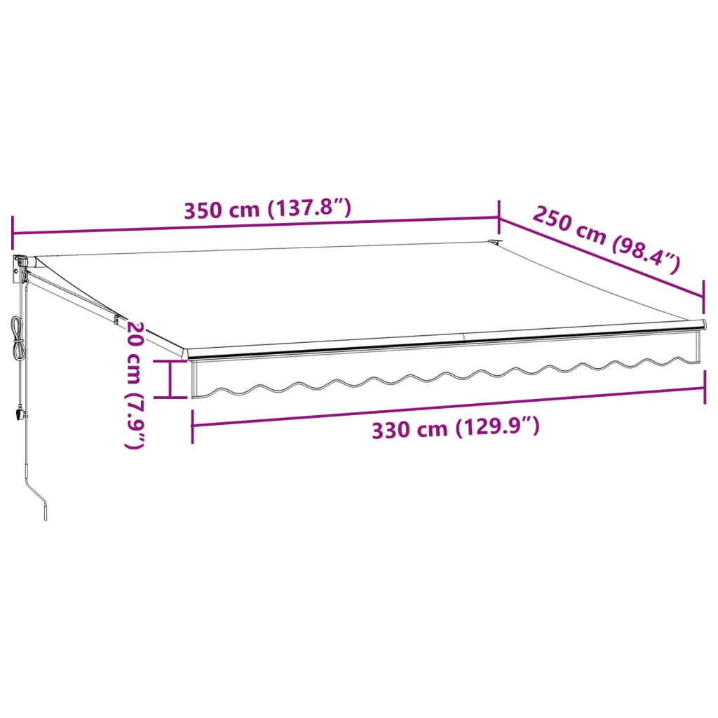 Retractable Awning Anthracite and White 3.5x2.5 m Fabric&Aluminium