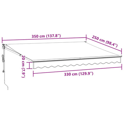 Retractable Awning Anthracite and White 3.5x2.5 m Fabric&Aluminium