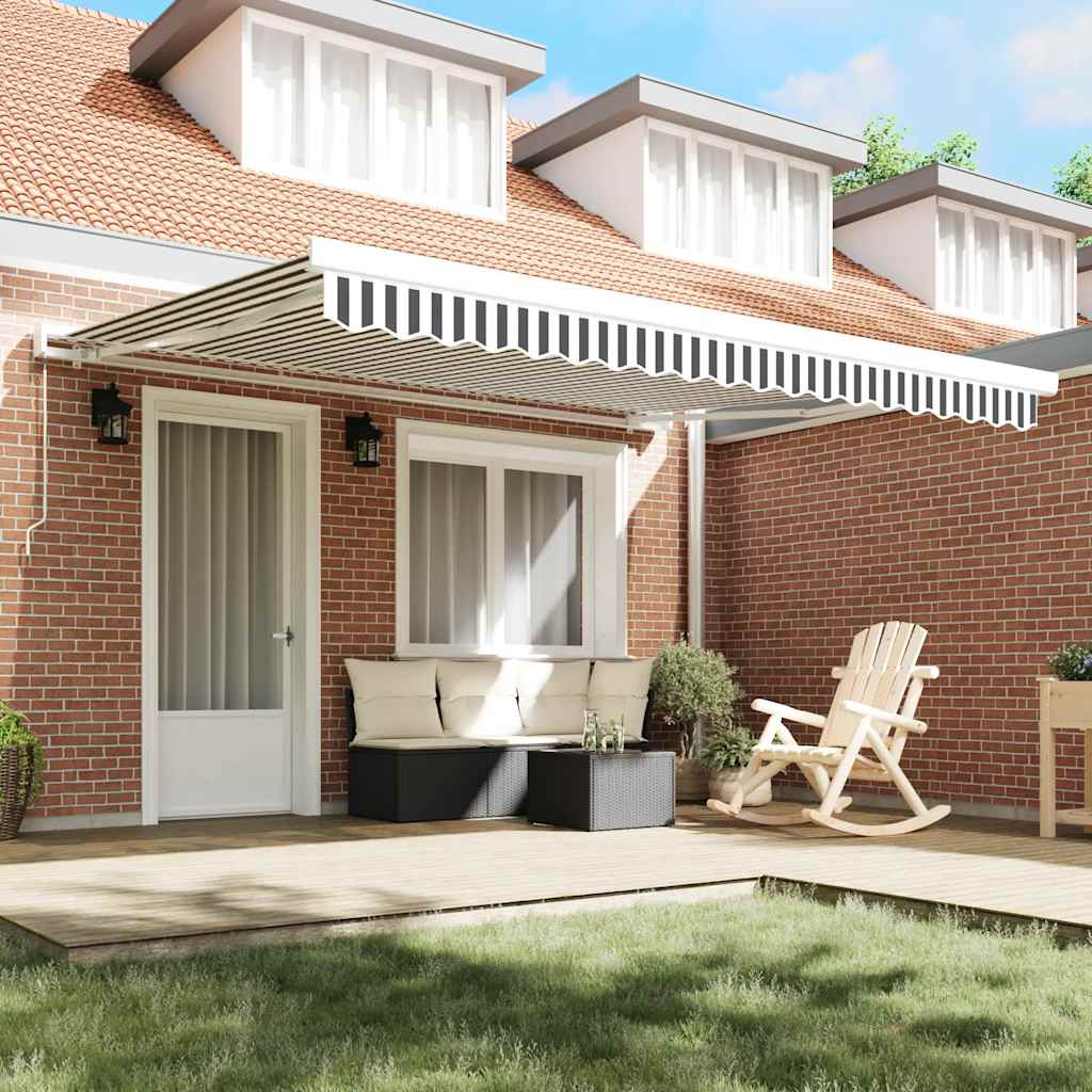 Retractable Awning Anthracite and White 4x3 m Fabric&Aluminium