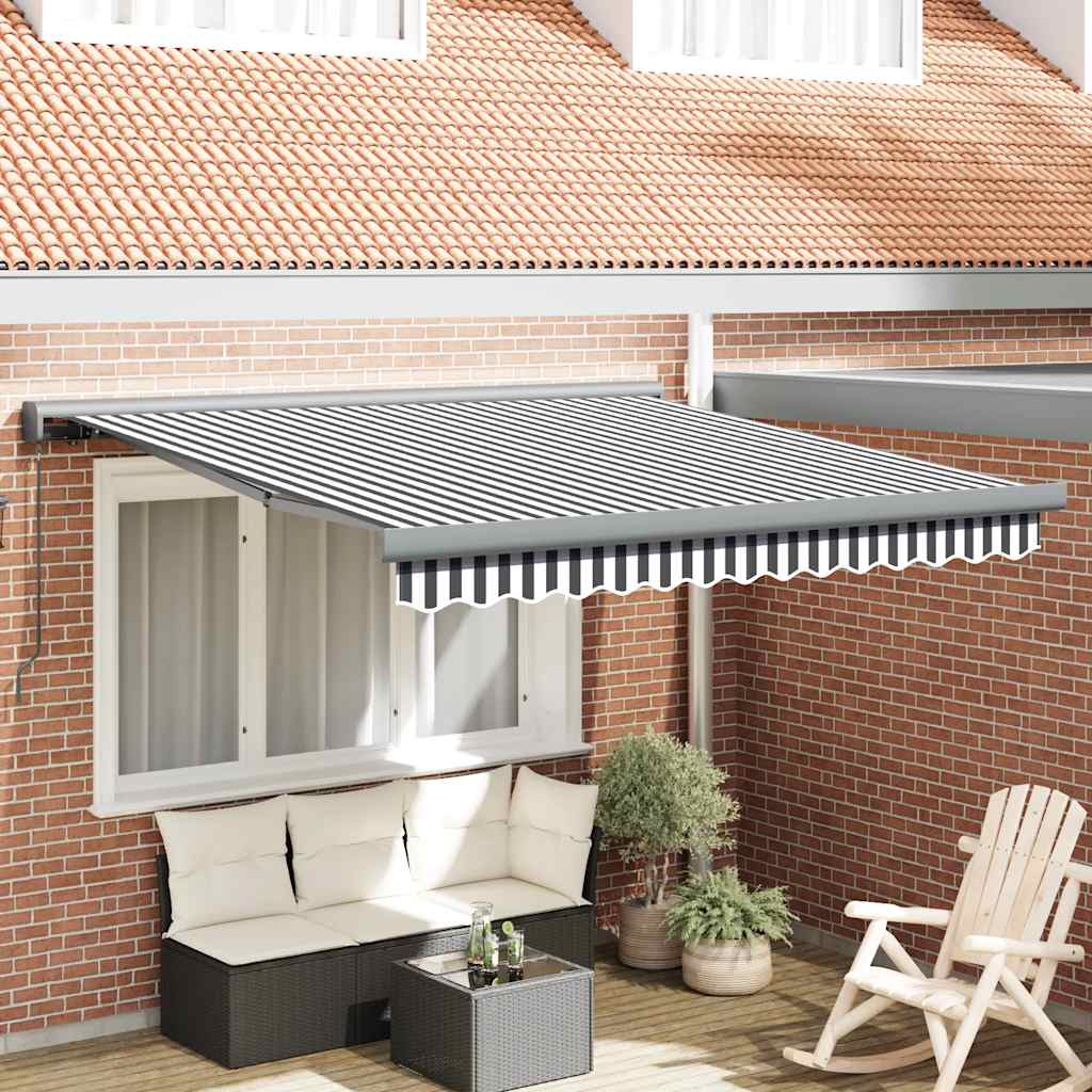 Retractable Awning Anthracite and White 3x2.5 m Fabric&Aluminium