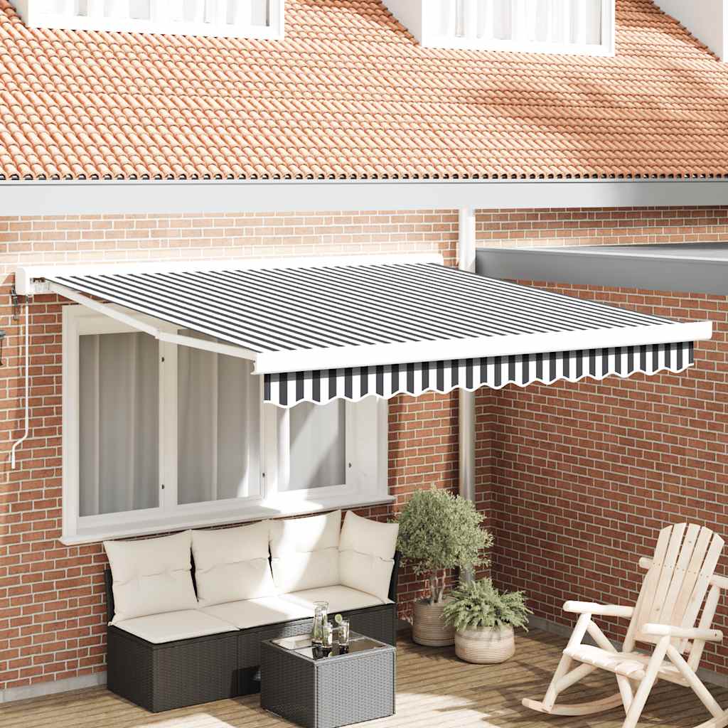 Retractable Awning Anthracite and White 3x2.5 m Fabric&Aluminium