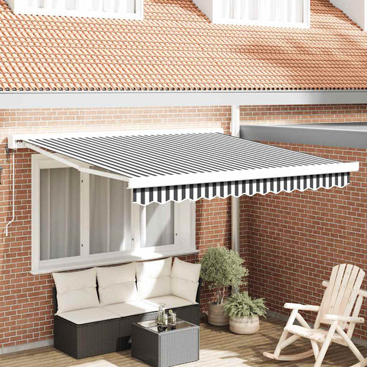 Retractable Awning Anthracite and White 3x2.5 m Fabric&Aluminium