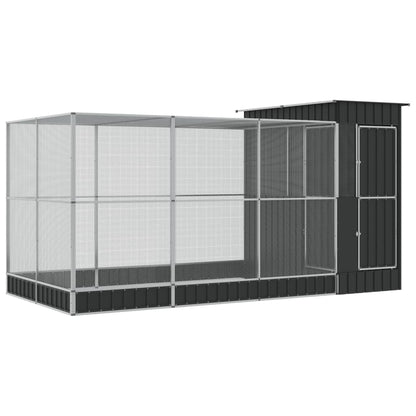 Aviary with Extension Silver 416x203x216 cm Steel