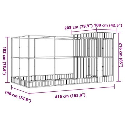 Aviary with Extension Silver 416x203x216 cm Steel