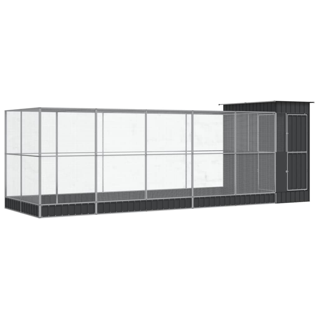 Aviary with Extension Silver 623x203x216 cm Steel