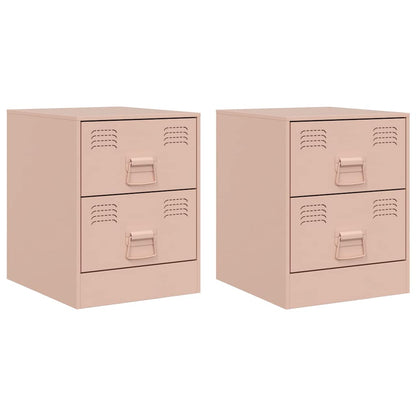 Bedside Cabinets 2 pcs Pink 34.5x39x44 cm Steel