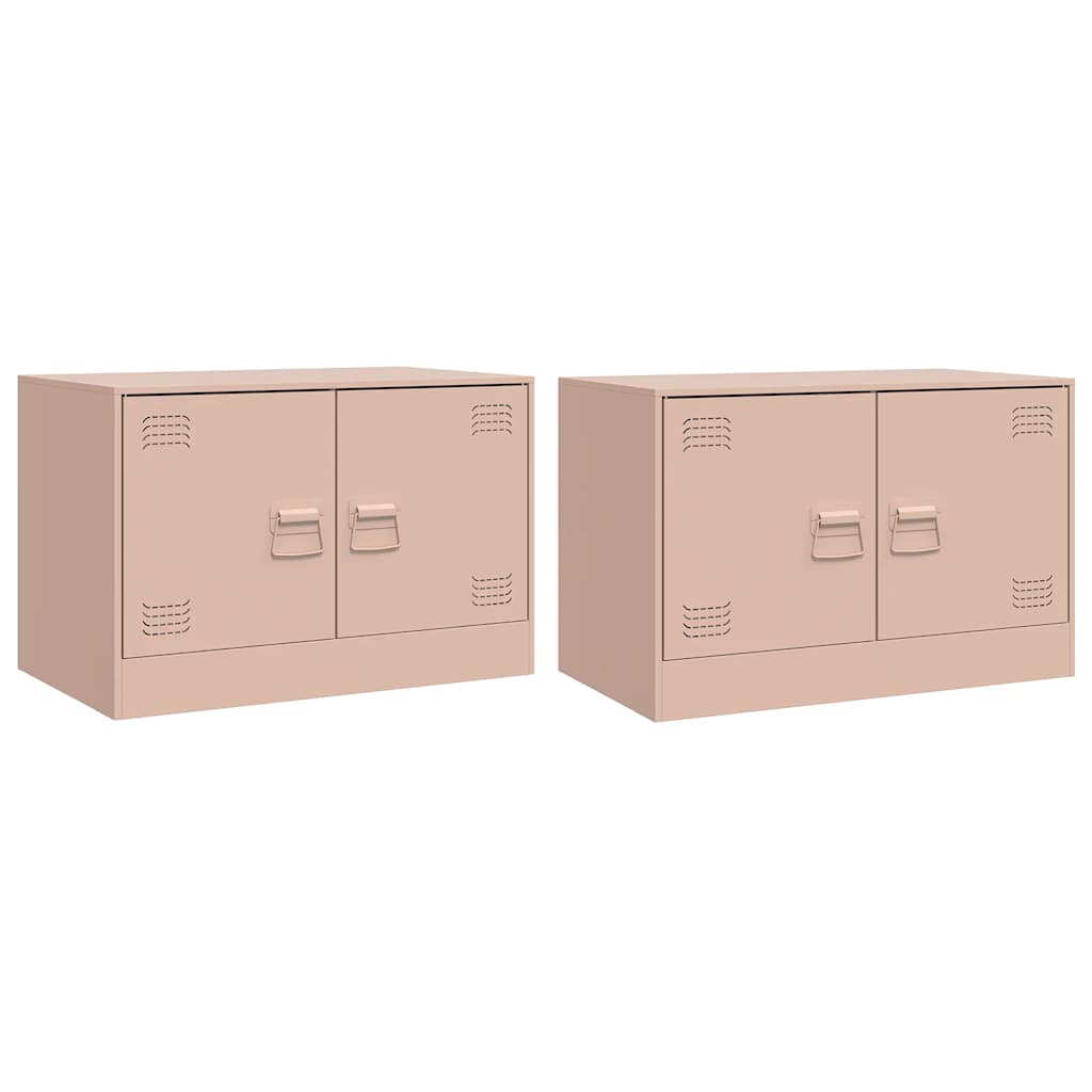 TV Cabinets 2 pcs Pink 67x39x44 cm Steel