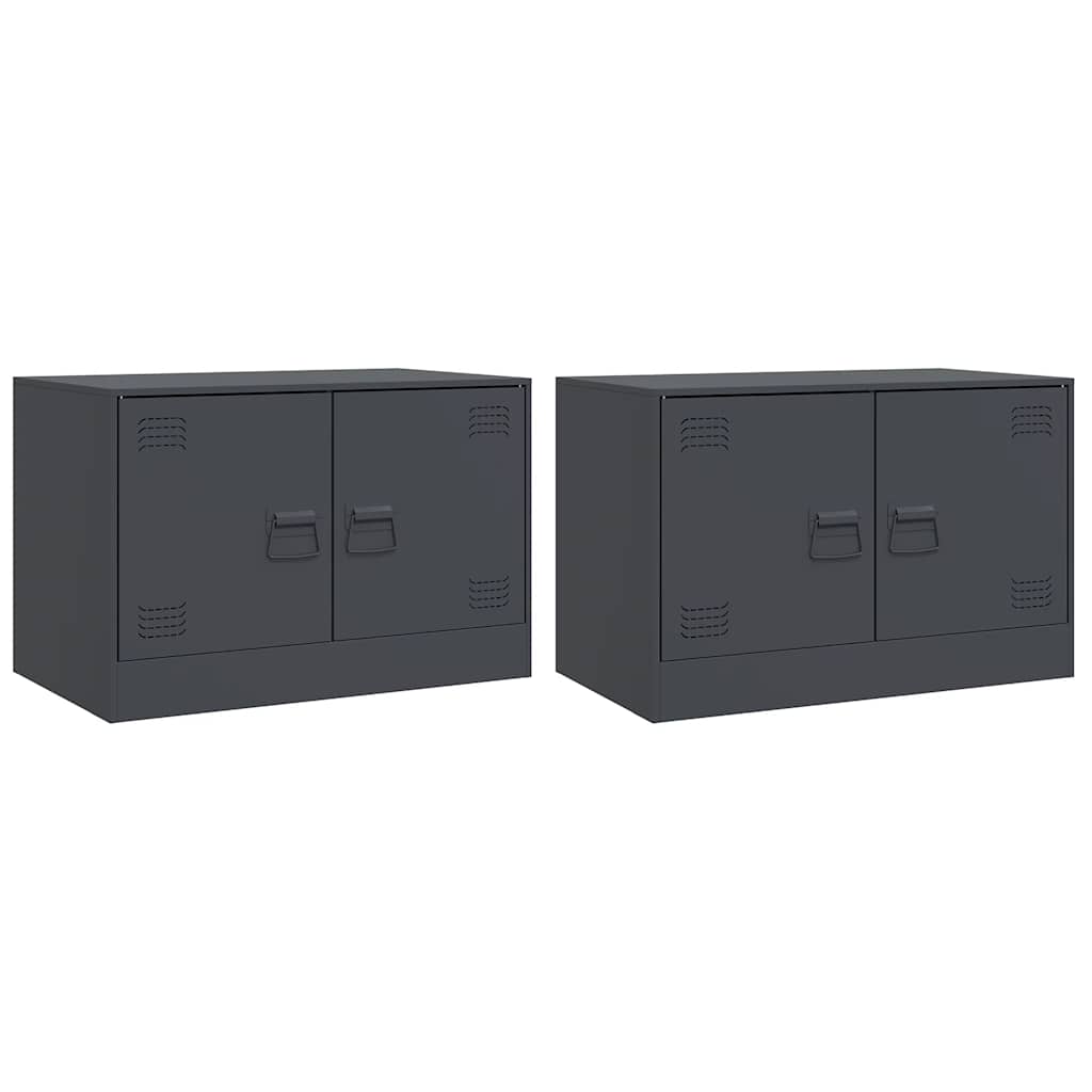 TV Cabinets 2 pcs Anthracite 67x39x44 cm Steel