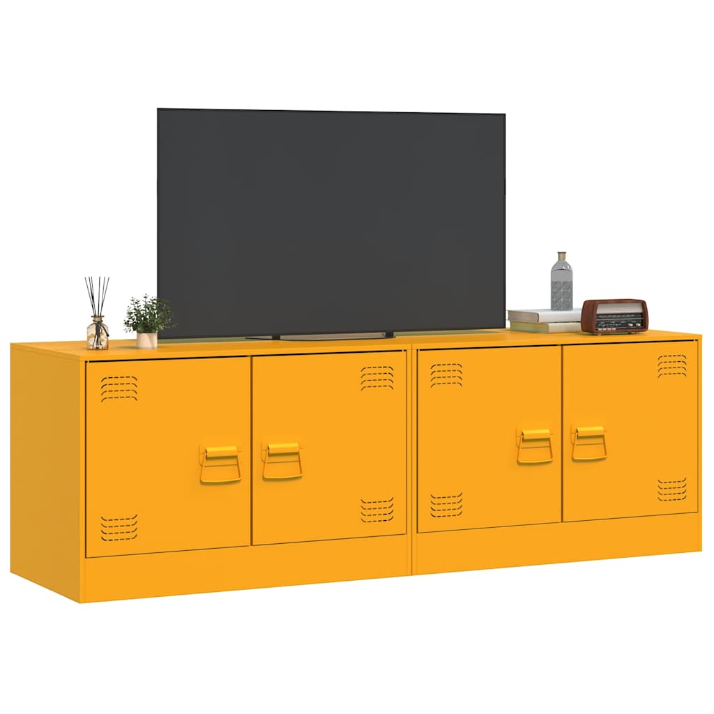 TV Cabinets 2 pcs Mustard Yellow 67x39x44 cm Steel