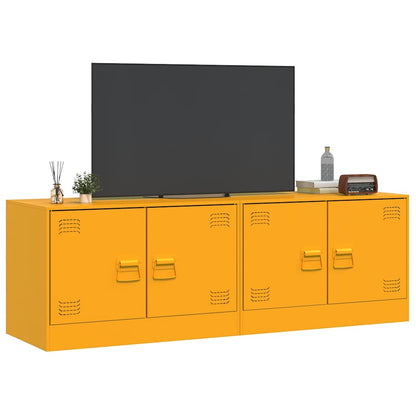 TV Cabinets 2 pcs Mustard Yellow 67x39x44 cm Steel