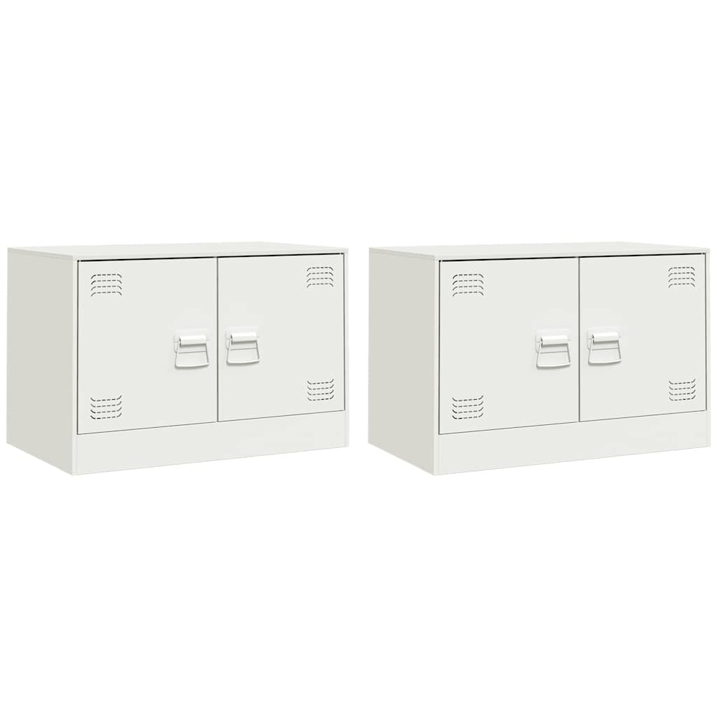 TV Cabinets 2 pcs White 67x39x44 cm Steel