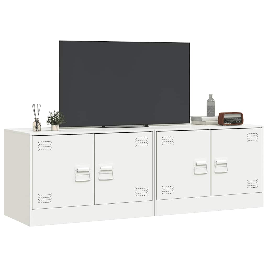 TV Cabinets 2 pcs White 67x39x44 cm Steel