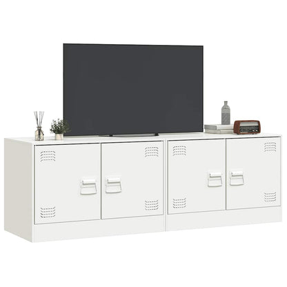 TV Cabinets 2 pcs White 67x39x44 cm Steel