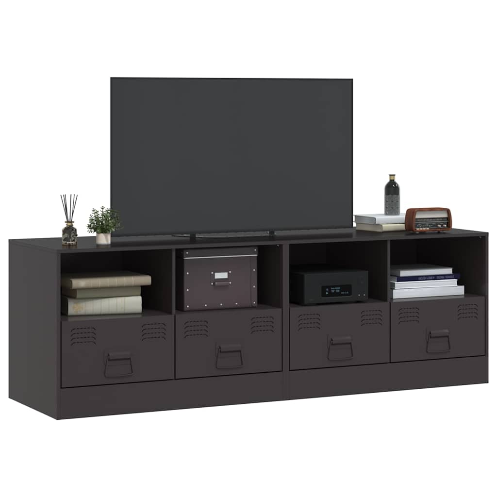 TV Cabinets 2pcs Black 67x39x44 cm Steel