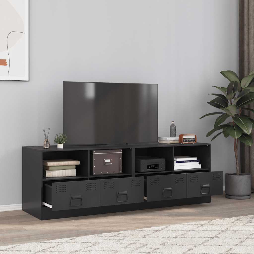 TV Cabinets 2pcs Black 67x39x44 cm Steel