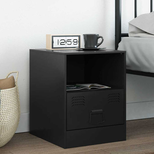 Bedside Cabinet Black 34.5x39x44 cm Steel
