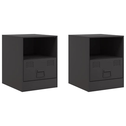 Bedside Cabinets 2pcs Black 34.5x39x44 cm Steel