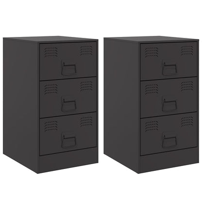 Bedside Cabinets 2pcs Black 34.5x39x62 cm Steel
