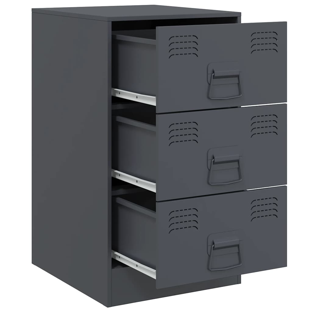 Bedside Cabinets 2 pcs Anthracite 34.5x39x62 cm Steel