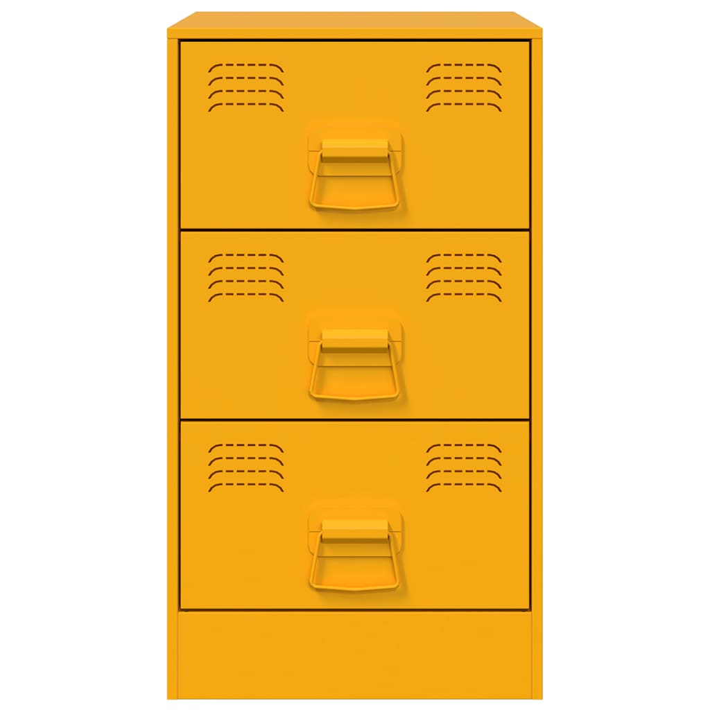 Bedside Cabinet Mustard Yellow 34.5x39x62 cm Steel