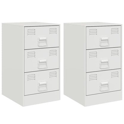 Bedside Cabinets 2 pcs White 34.5x39x62 cm Steel