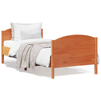 Bed Frame without Mattress Wax Brown 100x200 cm Solid Wood Pine