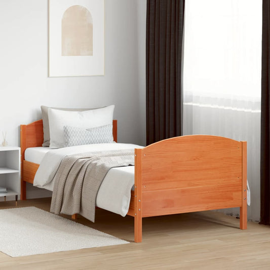 Bed Frame without Mattress Wax Brown 90x200 cm Solid Wood Pine