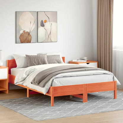 Bed Frame without Mattress Wax Brown 140x200 cm Solid Wood Pine